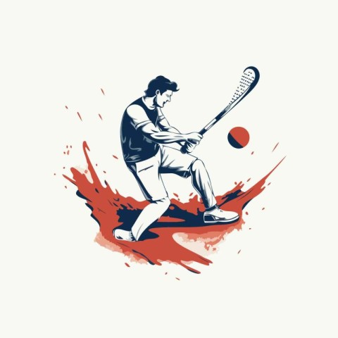 Tennis player with racket and ball. vector illustration on white