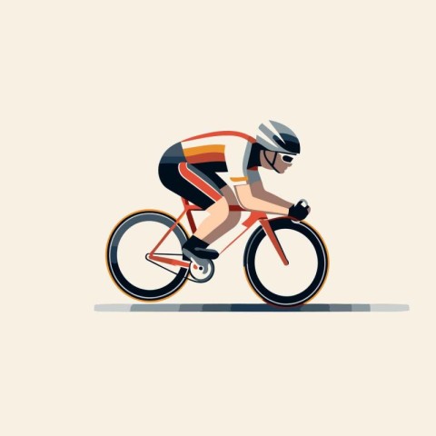 Cyclist on a road bike. Vector illustration. Flat design.