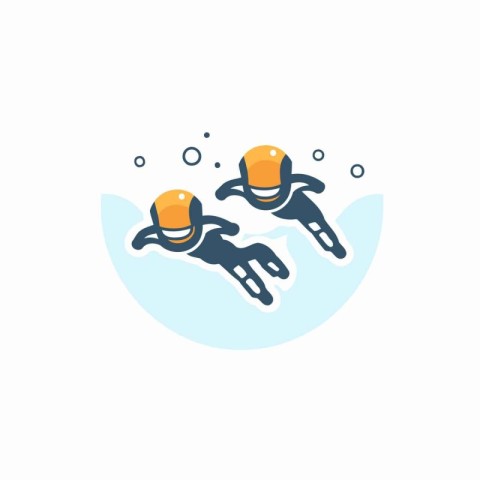 Diving icon in flat color style. Extreme sport diving vector ill