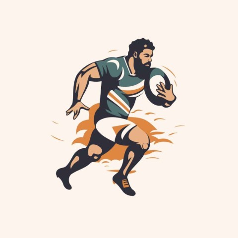 Rugby player in action. Vector illustration of rugby player.