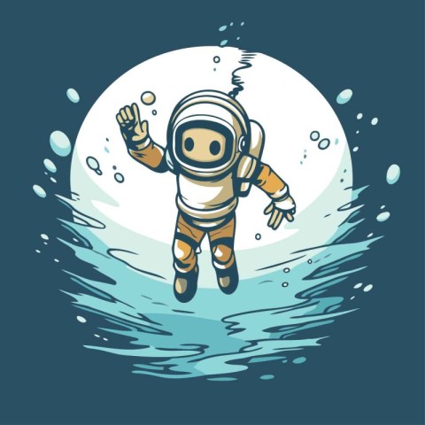 Astronaut in space. Vector illustration of a cartoon character.