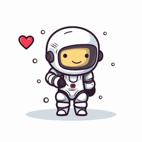 Cute astronaut with heart. Vector illustration in cartoon style