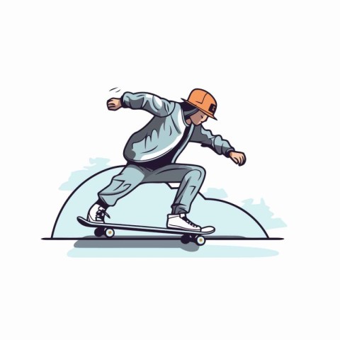 Skateboarder. Vector illustration of a skateboarder in action.