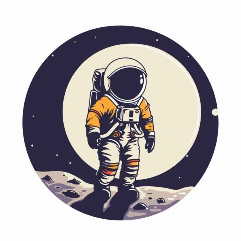 Astronaut in outer space. Vector illustration in retro style.