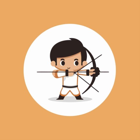 cute archer boy with bow and arrow vector illustration design.