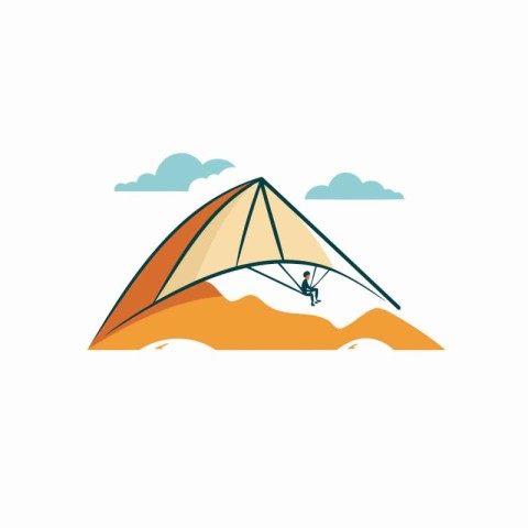 Hang glider icon. Flat color design. Vector illustration.