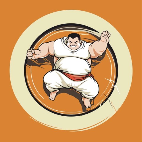 Sumo wrestler. Vector illustration of a sumo wrestler in a circl