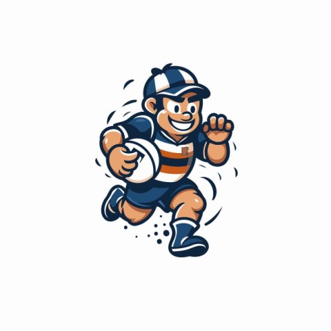 Rugby player running with ball. vector sport logo template.