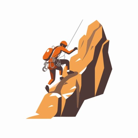 Climber on the cliff. Extreme sport vector Illustration.