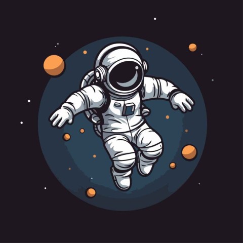 Astronaut flying in the space. Vector illustration for your desi