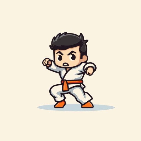 Taekwondo cartoon character. Vector illustration for your design