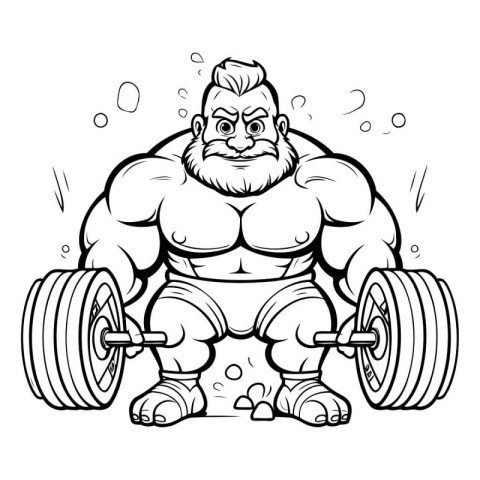 Cartoon illustration of a bearded fat man lifting a barbell.