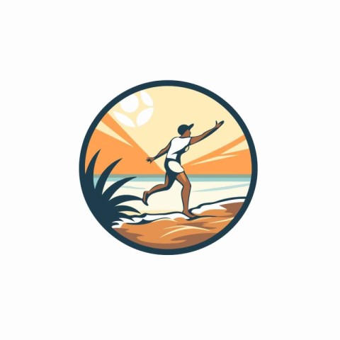 Beach logo template. Vector illustration of a man in a swimsuit