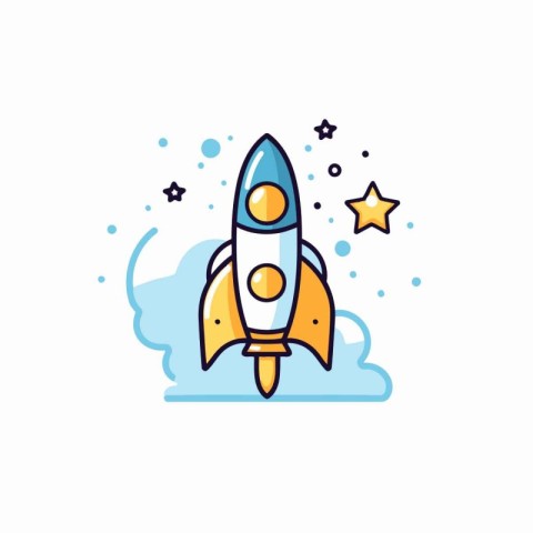 Rocket icon in flat style. Startup vector illustration on white