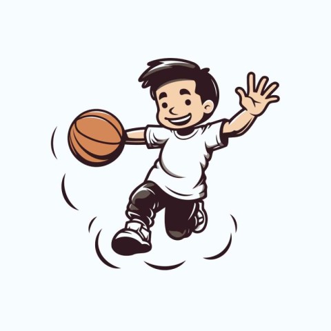 Basketball player jumping with ball. Vector illustration of a ba