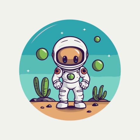 Astronaut in space. Vector illustration of a cartoon character.