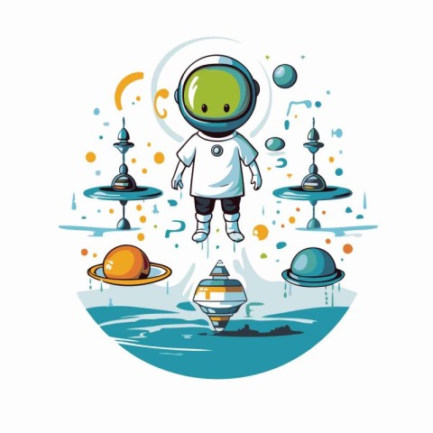 Astronaut flying in outer space icon vector illustration graphic