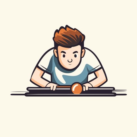 Boy playing table tennis. Vector illustration in cartoon style i