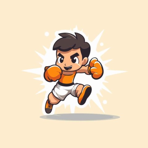 Boy boxer cartoon character. Vector illustration isolated on a w