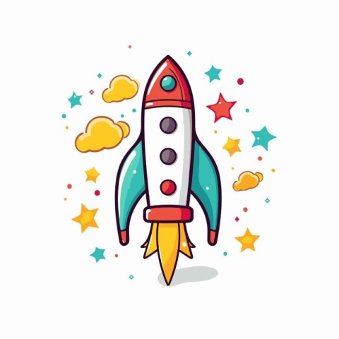 Rocket icon on white background. Vector illustration in flat car