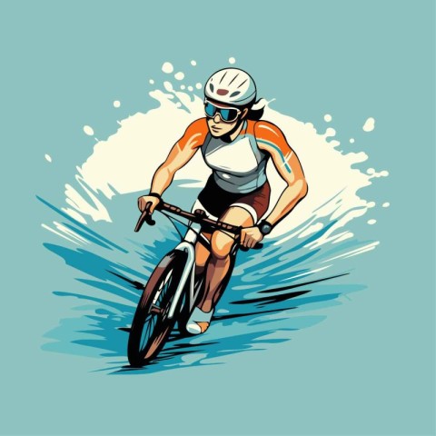 Vector illustration of a cyclist riding a mountain bike. Sport a