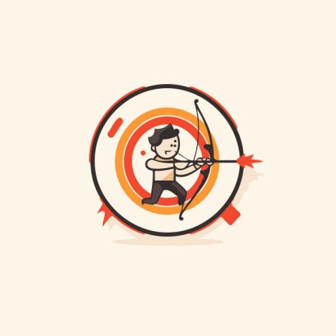 Cupid icon. Flat vector illustration of a man with a bow and arr