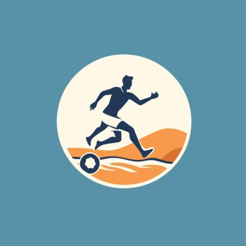 Running man icon. Vector illustration of a man running on the be