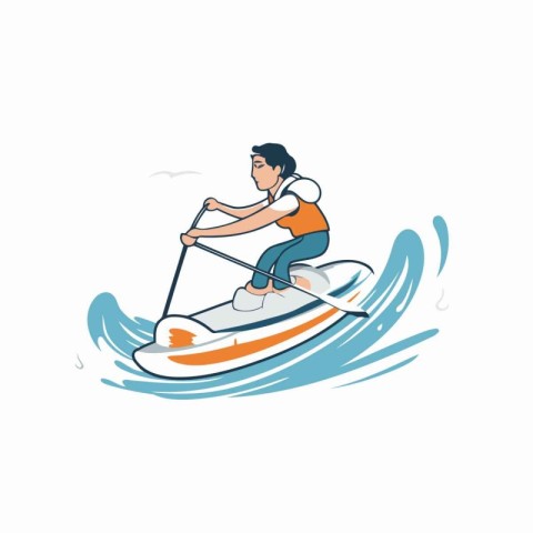 Man riding a water scooter. extreme sport vector Illustration on