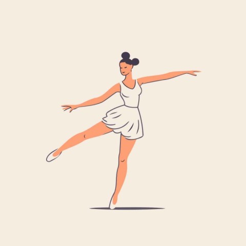 Ballerina. Vector illustration in flat style. Isolated on white