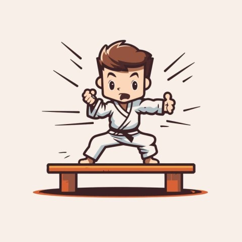 Taekwondo mascot. Cartoon karate man vector illustration.