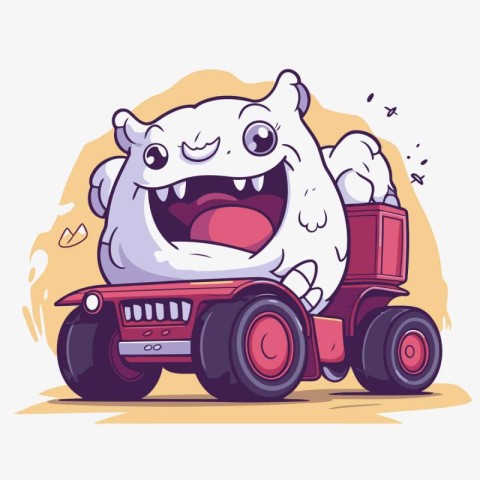 Cute cartoon monster truck. Vector illustration of a monster tru