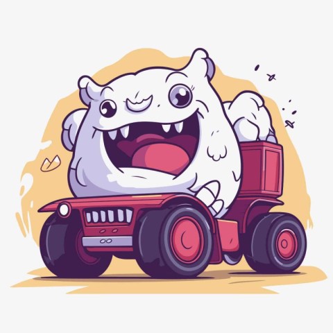 Cute cartoon monster truck. Vector illustration of a monster tru