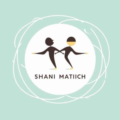 Silhouette of boy and girl practicing thai chi. Vector illustrat