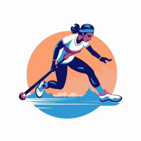 Ice hockey player vector illustration. Ice hockey player on ice