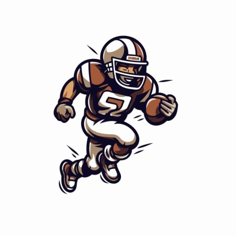 American football player running with ball. Vector illustration