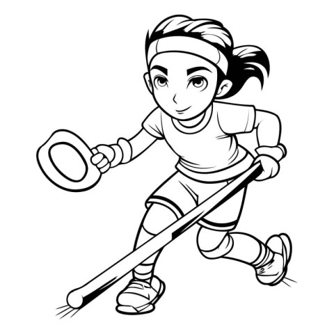 Cartoon Illustration of Girl Soccer Player or Volleyball Player