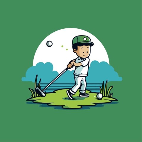 golf player with ball on green grass vector illustration eps 10