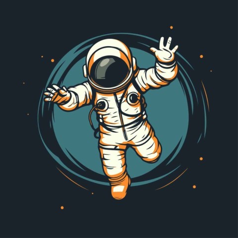 Astronaut in space suit. Vector illustration on dark background.