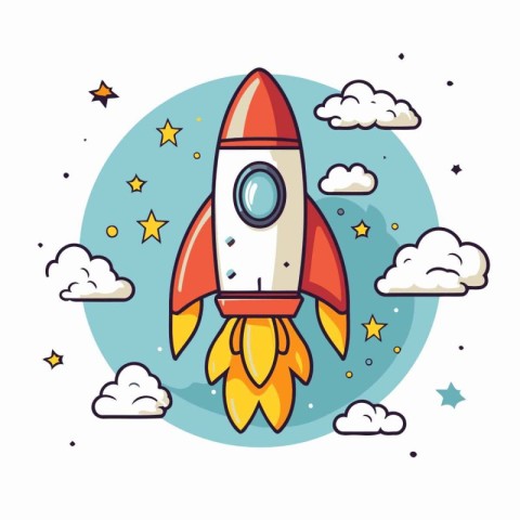 Rocket icon. vector illustration. Flat design style with colorfu