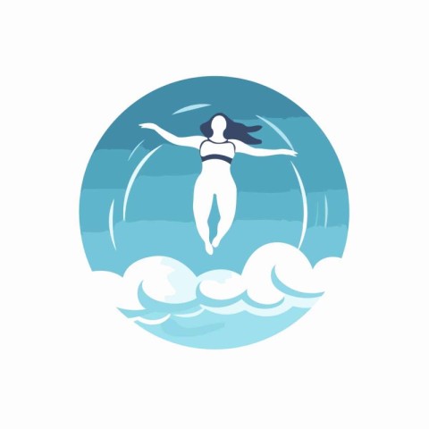 Woman swimming in the ocean. Vector illustration in flat design