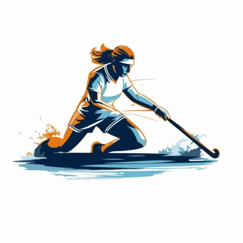 Silhouette of a woman skiing. vector illustration on white backg