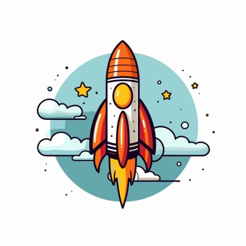 Rocket icon in flat style. Vector illustration on white backgrou