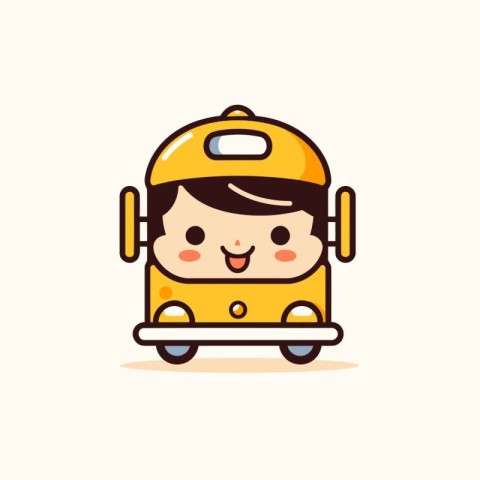 Cute Cartoon Robot Character. Vector Illustration. Isolated On W