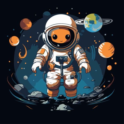 Astronaut in space. Vector illustration on a dark background.