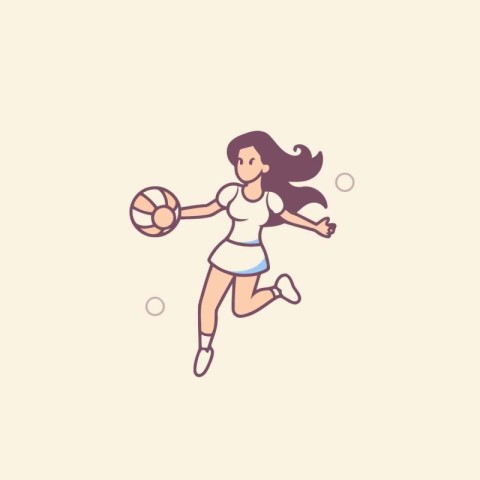 Girl playing soccer. Cartoon style. Vector illustration on white