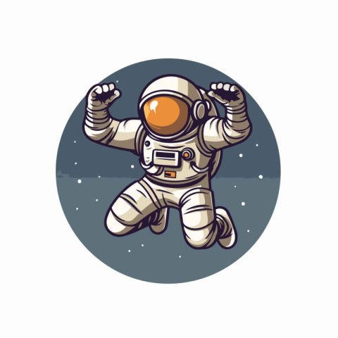 Astronaut in space. Vector illustration in cartoon style on whit