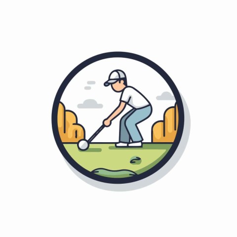 Golf club icon. Vector illustration of golf player playing golf.