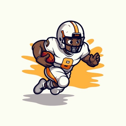 American football player running with ball. Vector illustration