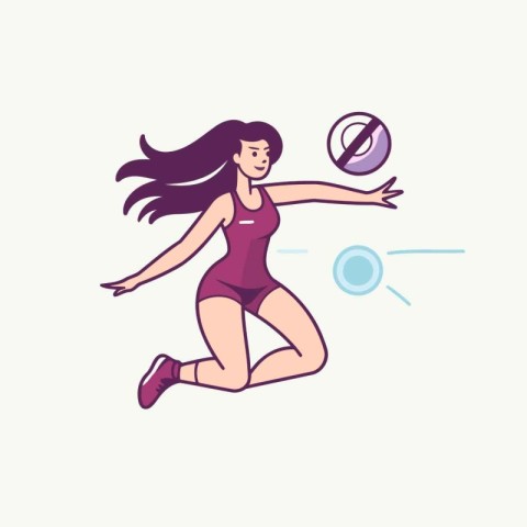 Volleyball player woman vector illustration. Cartoon girl playin