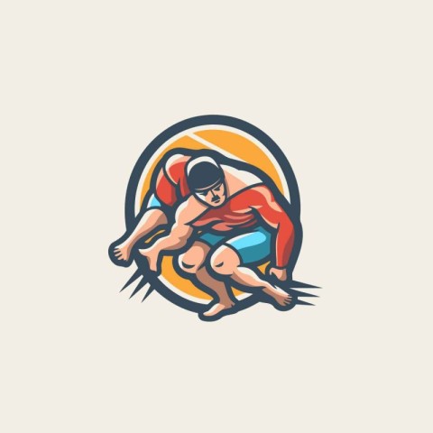 Rugby player logo design template. Vector illustration of rugby